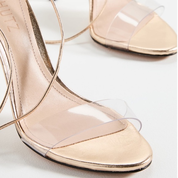 SCHUTZ🍁Josseana clear strap Metallic gold  Sandal Size 6 womens - Picture 4 of 12